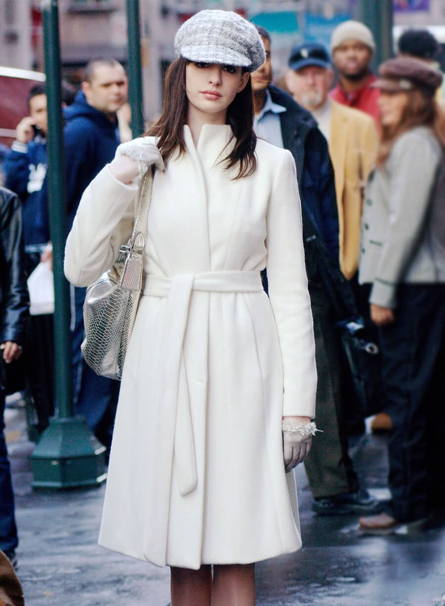 Anne Hathaway The Devi Wears Prada 2006 Andy Sachs White Coat