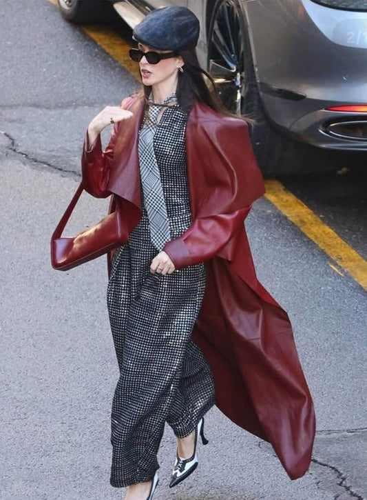 Anne Hathaway The Devil Wears Prada 2 Red Leather Coat