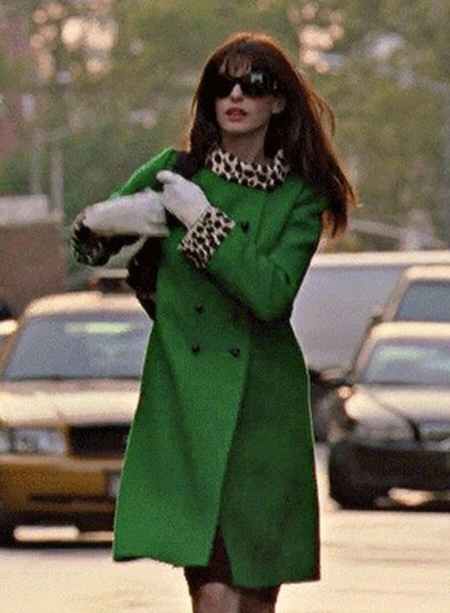 Anne Hathaway The Devil Wears Prada 2006 Green Wool Coat