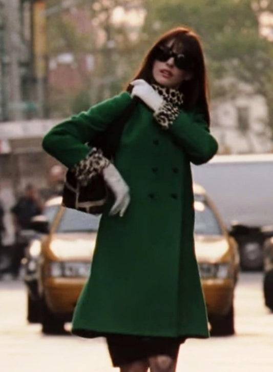 Anne Hathaway The Devil Wears Prada 2006 Green Wool Coat