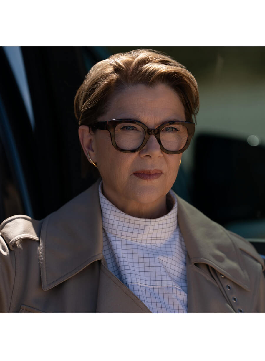 Annette Bening lucky 2026 Priscilla Beige Trench Coat
