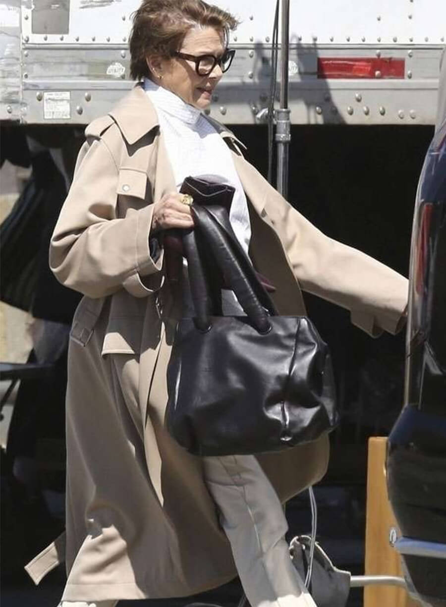 Annette Bening lucky 2026 Priscilla Beige Trench Coat