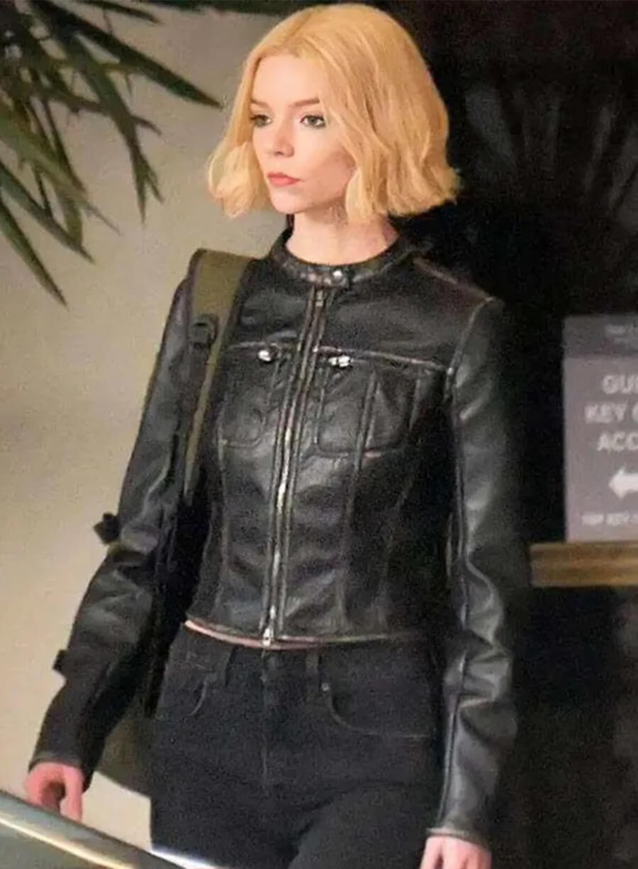Anya Taylor-Joy Lucky 2026 Black Leather Jacket 