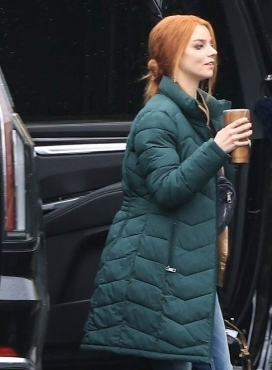 Anya Taylor-Joy Lucky 2026 Green Puffer Coat Jacket