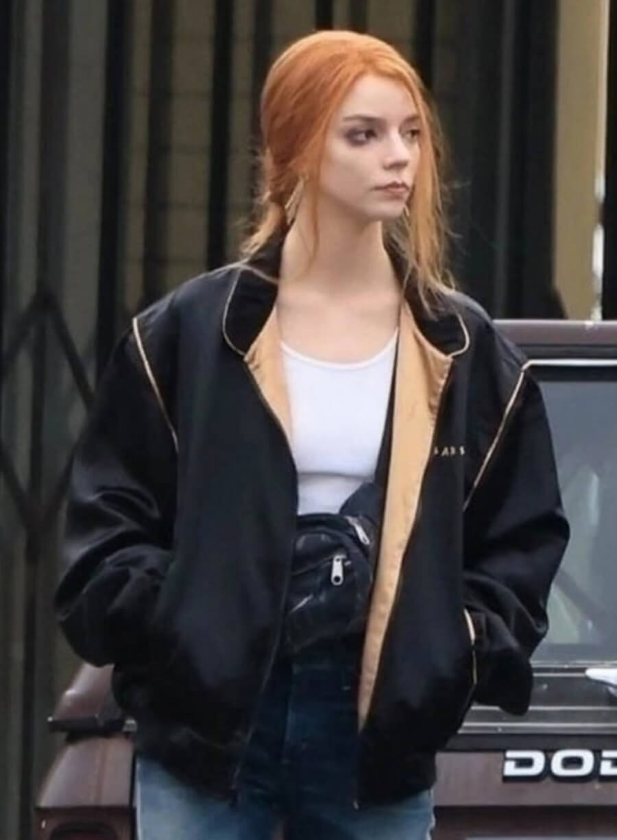 Anya Taylor-Joy Lucky Black Bomber Jacket 