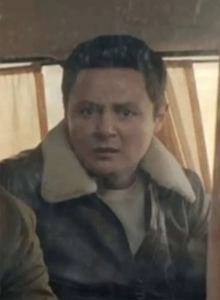 Arturo Castro Matchbox the Movie 2026 Brown Leather Jacket