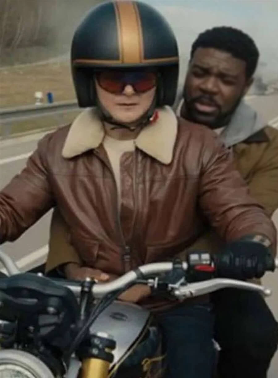 Arturo Castro Matchbox the Movie 2026 Brown Leather Jacket