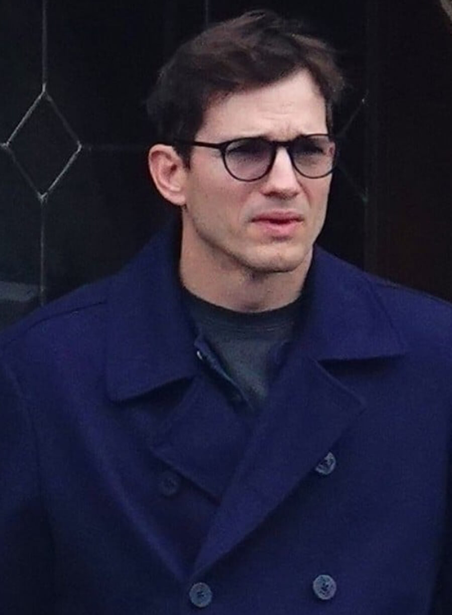 Ashton Kutcher The Beauty Byron Forst Blue Peacoat