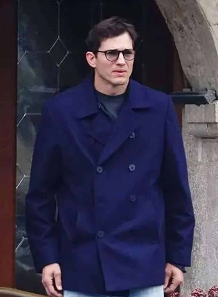Ashton Kutcher The Beauty Byron Forst Blue Peacoat