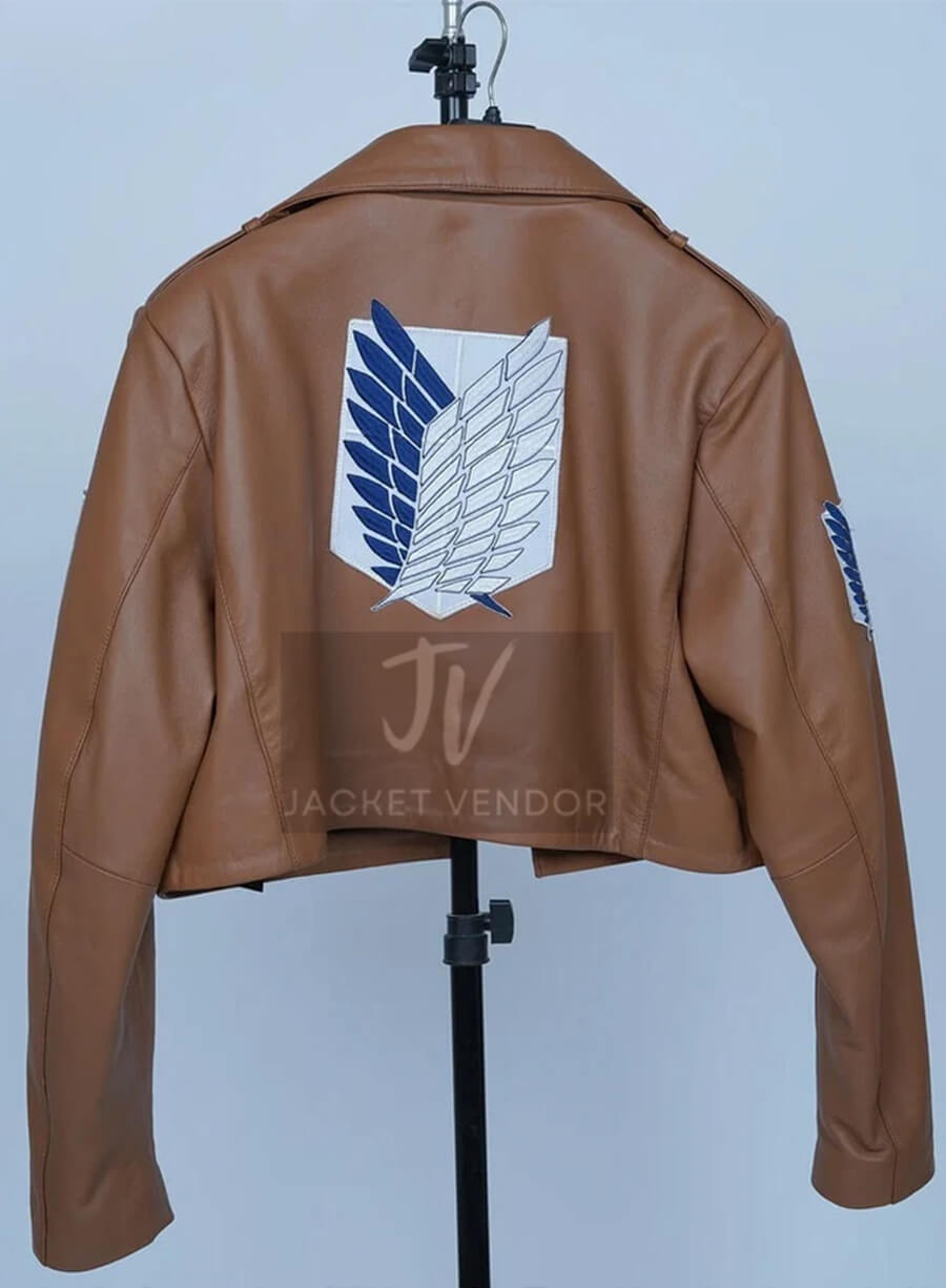 Attack on Titan Scout Regiment Levi Ackerman Brown Leather Cropped Jacket