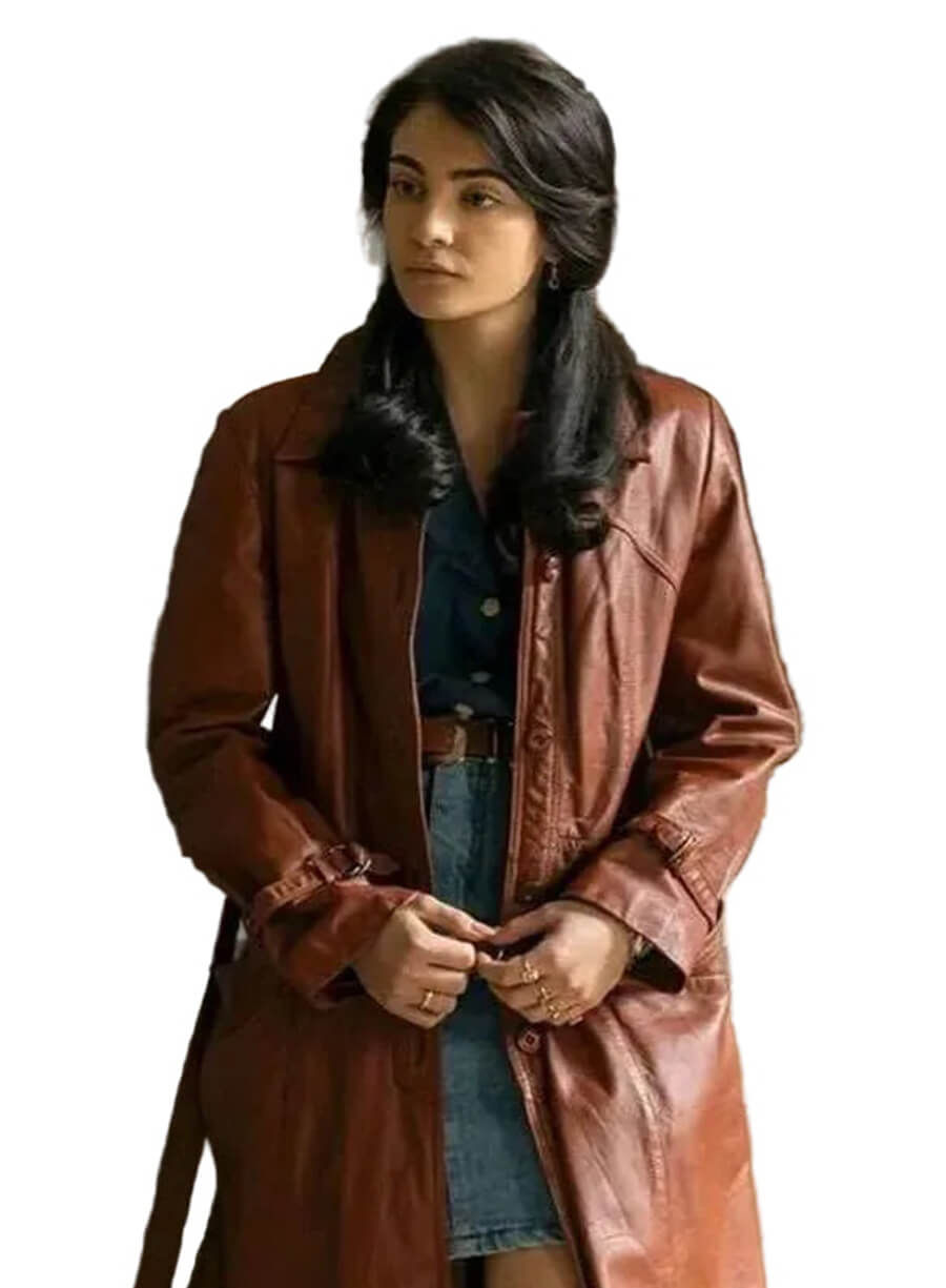 Aurora Giovinazzo The Big Fake 2026 Virginia Leather Coat