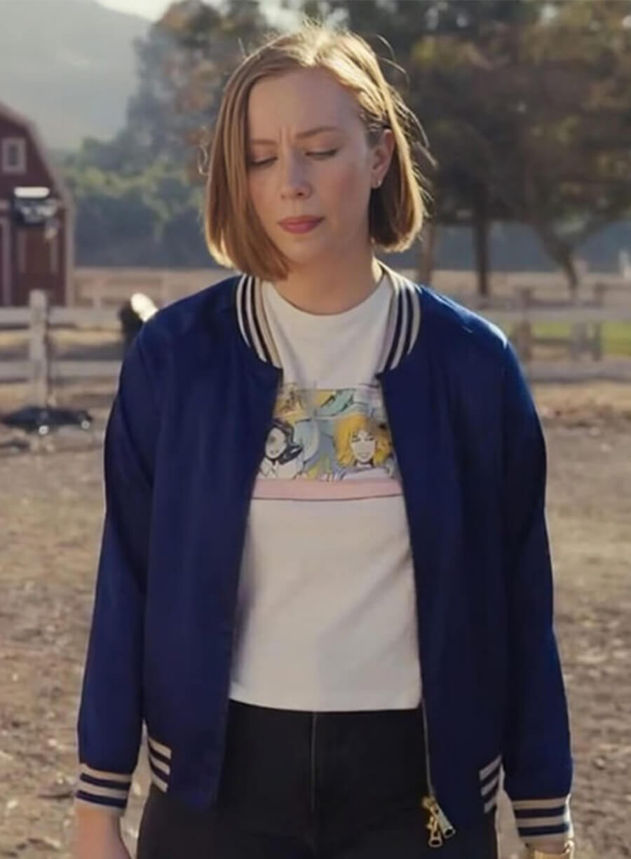 Ava Daniels Hacks Hannah Einbinder Blue Bomber Jacket