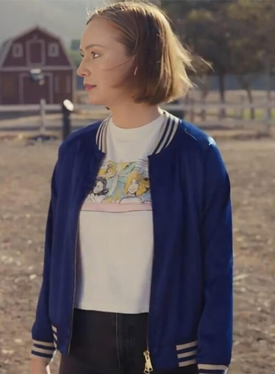 Ava Daniels Hacks Hannah Einbinder Blue Bomber Jacket