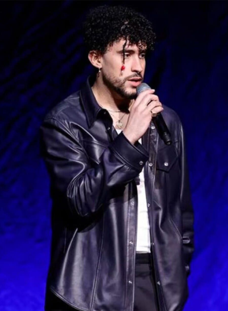 Bad Bunny Black Leather Shacket 