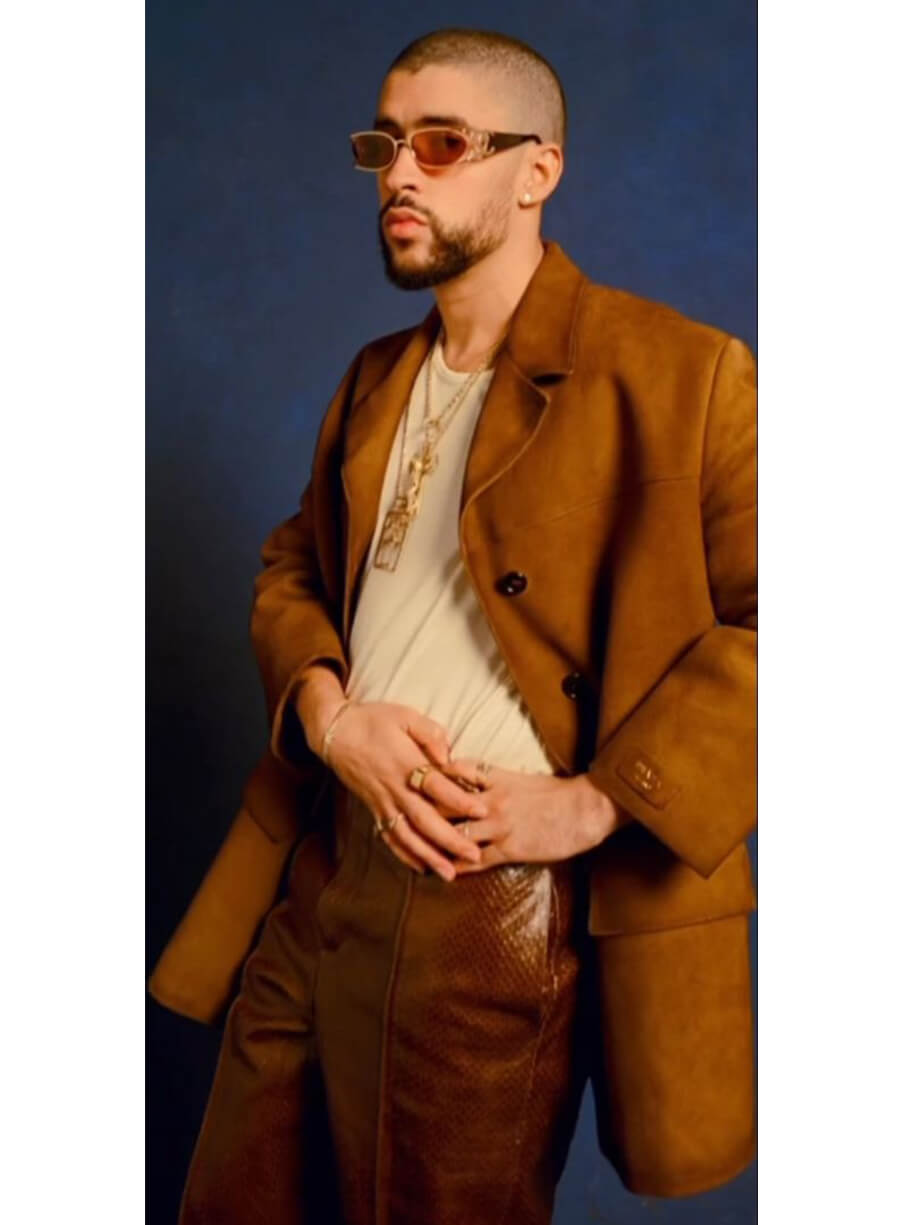Bad Bunny Brown Suede Coat