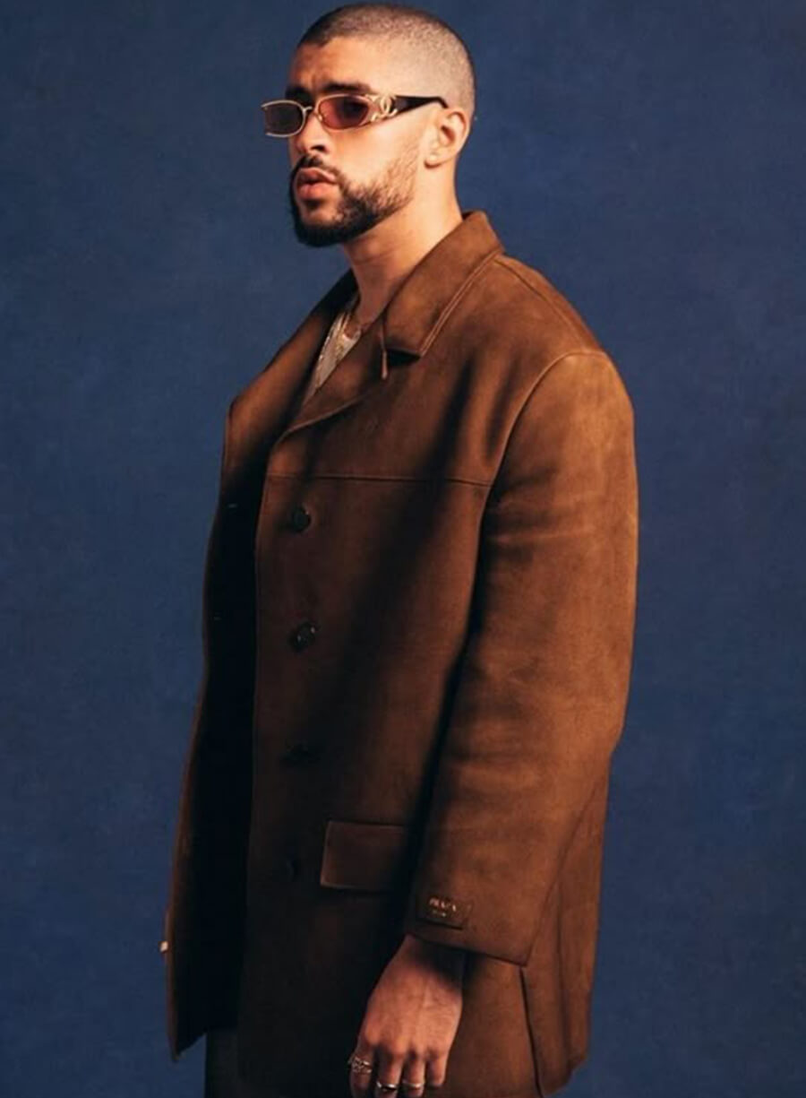 Bad Bunny Brown Suede Coat