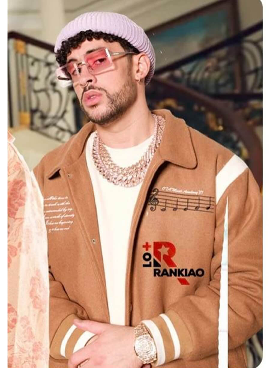 Bad Bunny Brown Varsity Letterman Jacket