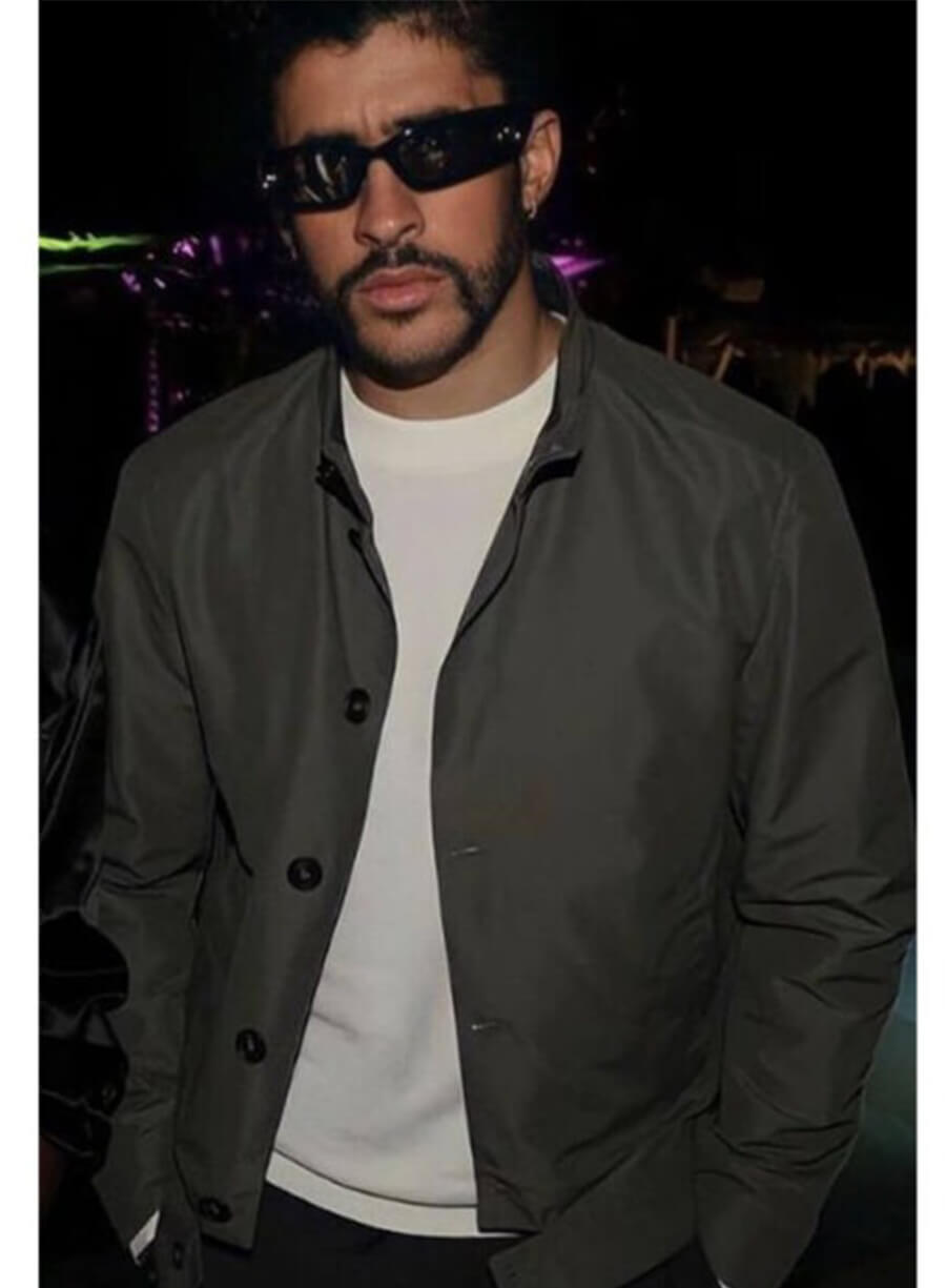 Bad Bunny Grey Bomber Jacket