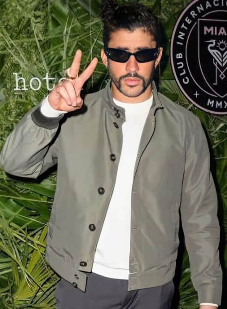 Bad Bunny Grey Bomber Jacket