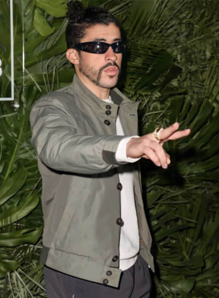Bad Bunny Grey Bomber Jacket