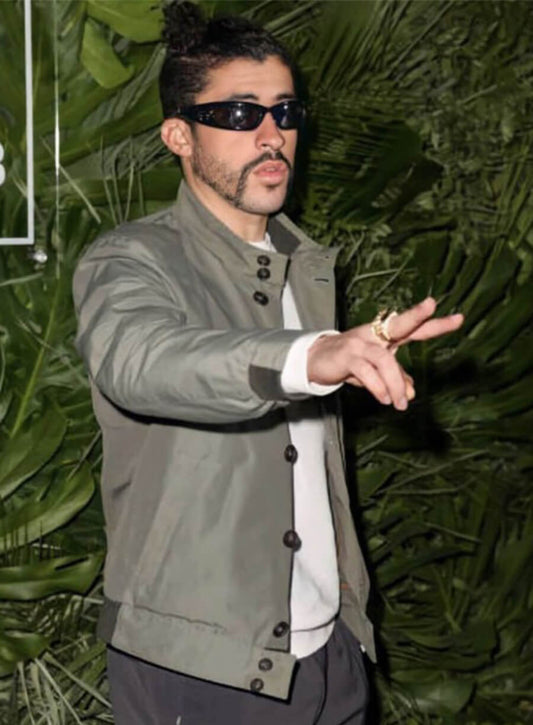 Bad Bunny Grey Bomber Jacket