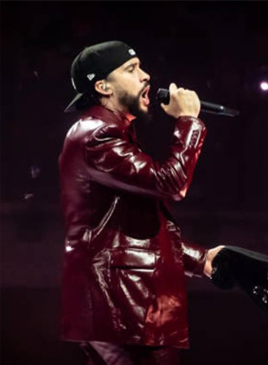 Bad Bunny Leather Burgundy Blazer