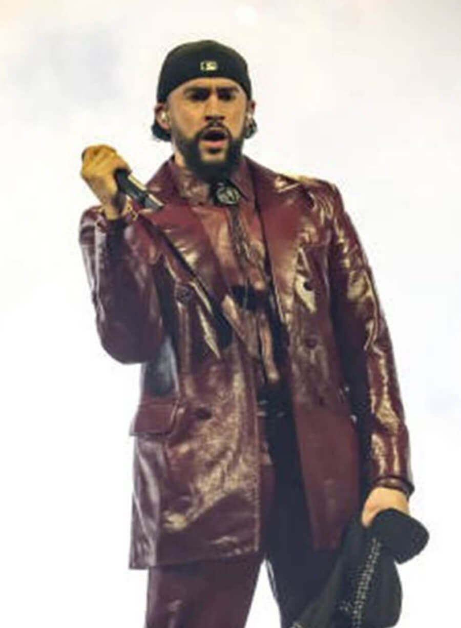 Bad Bunny Leather Burgundy Blazer