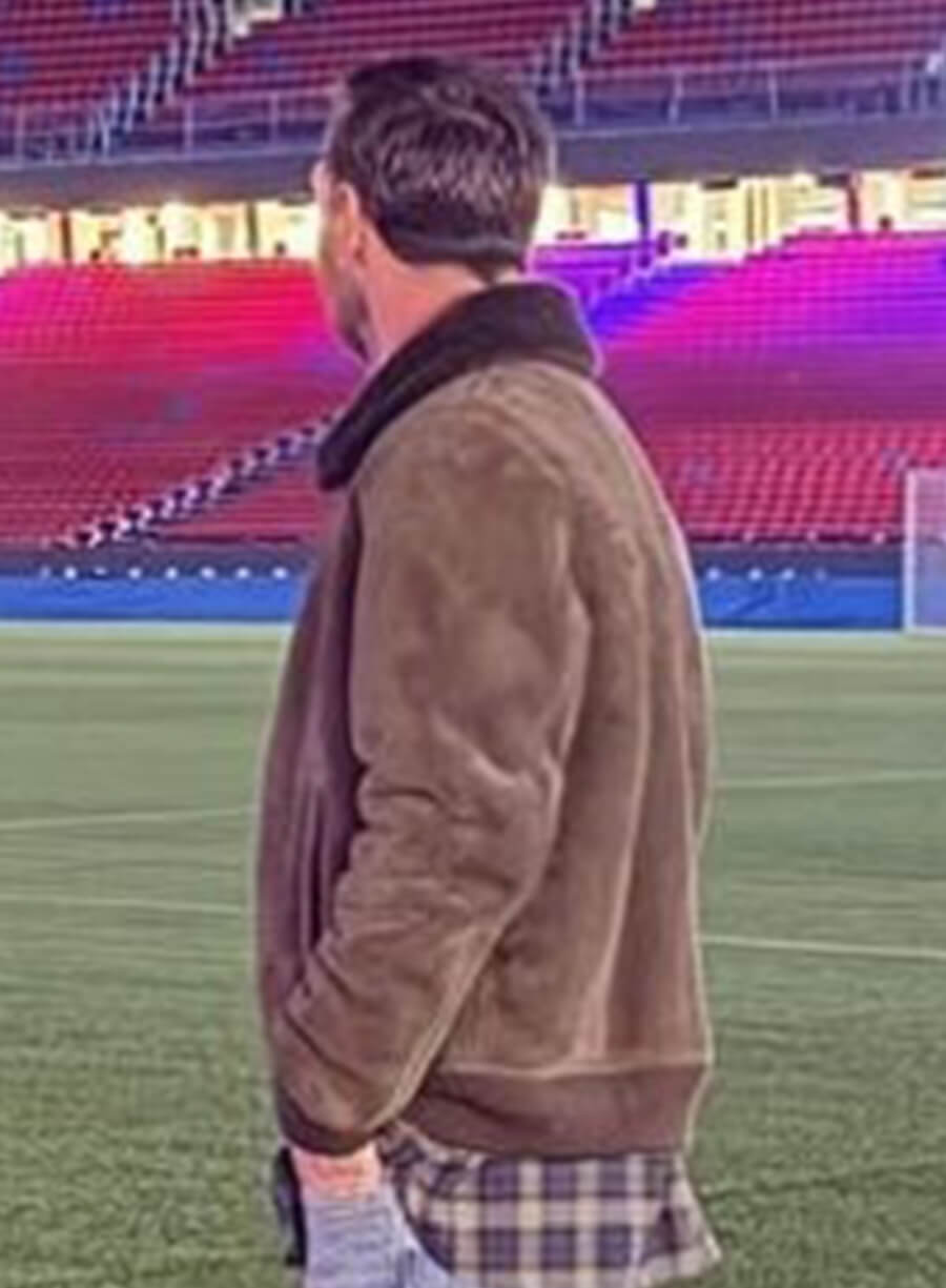 Barcelona Camp Nou Messi 2025 Brown Suede Jacket 