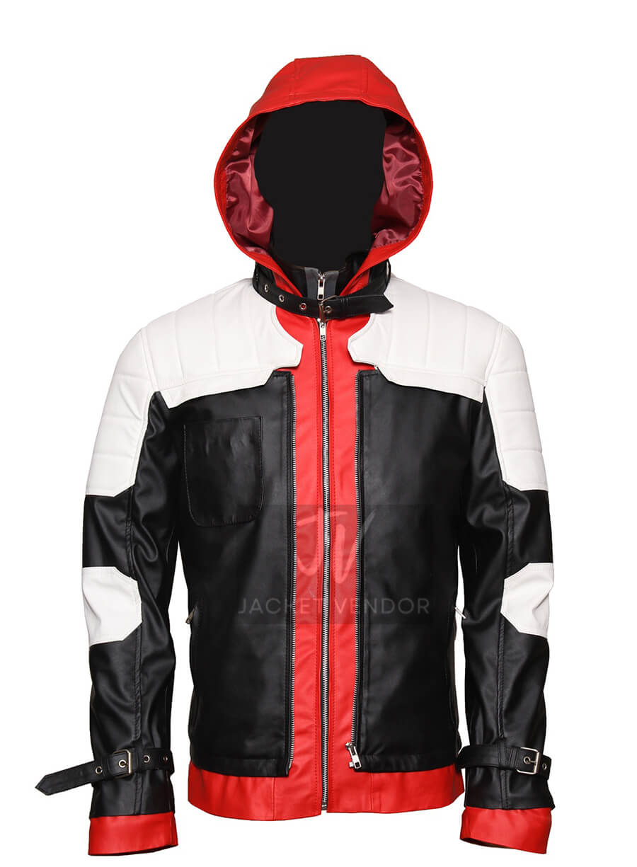 Batman Arkham Knight Red Bat Logo Hooded Jacket