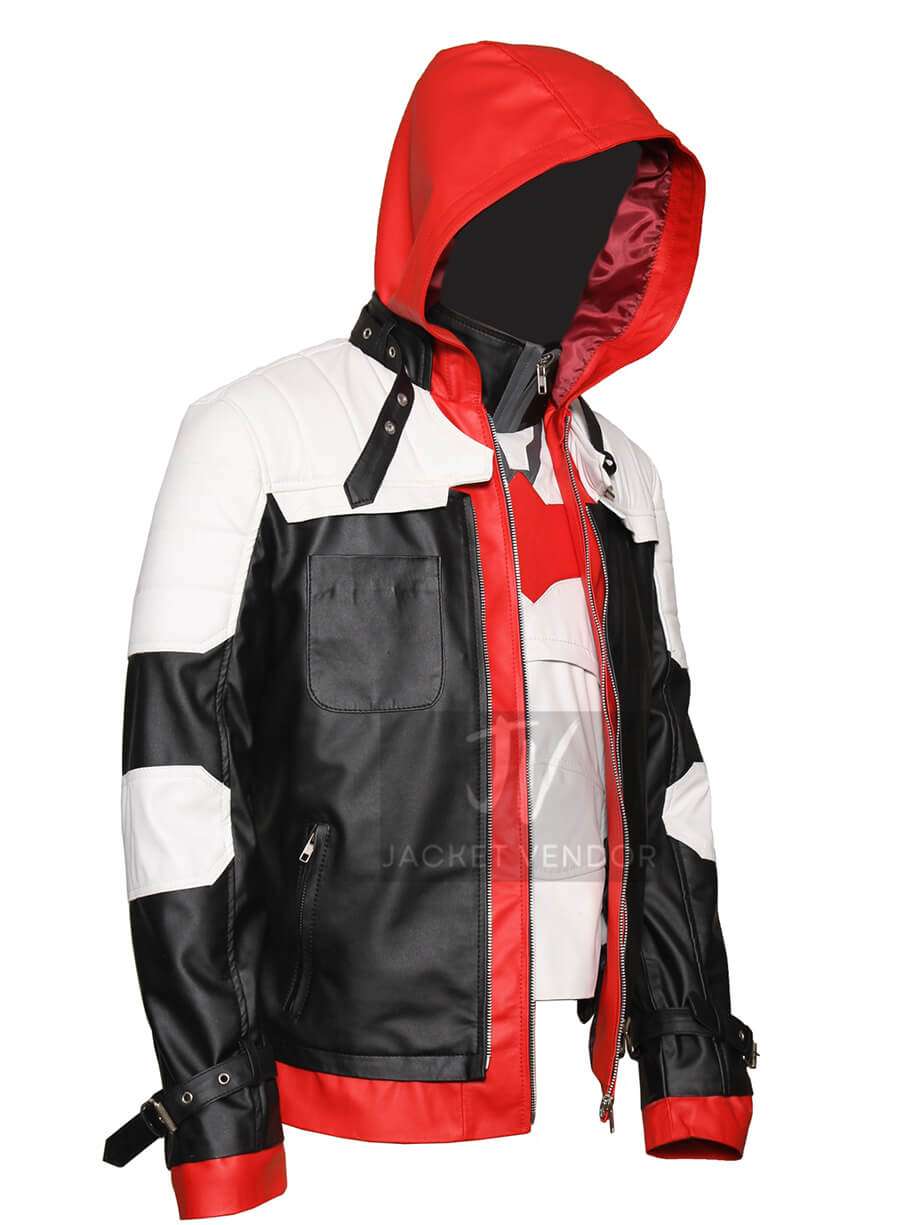 Batman Arkham Knight Red Bat Logo Hooded Jacket