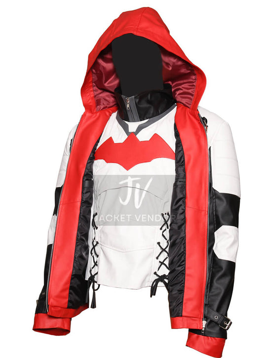 Batman Arkham Knight Red Bat Logo Hooded Jacket