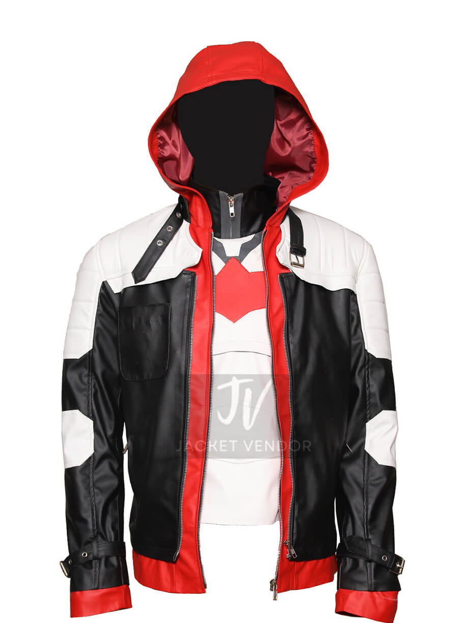Batman Arkham Knight Red Bat Logo Hooded Jacket