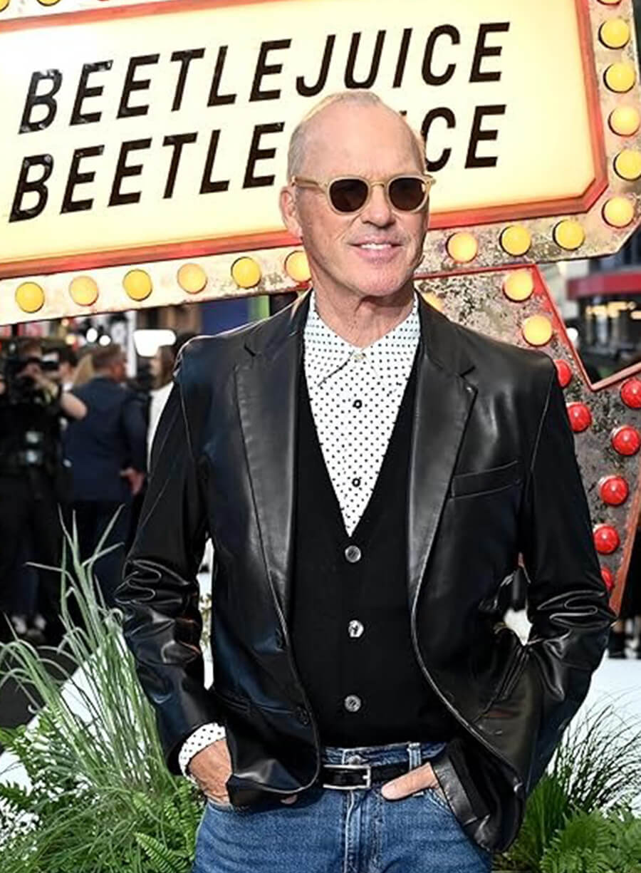 Beetlejuice Beetlejuice Michael Keaton Event Black Leather Blazer