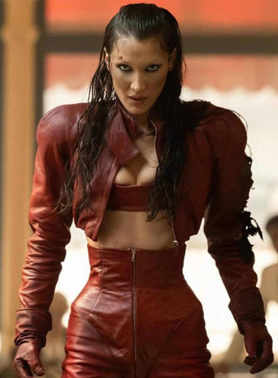 Bella Hadid The Beauty 2026 Ruby Red Cropped Leather Jacket