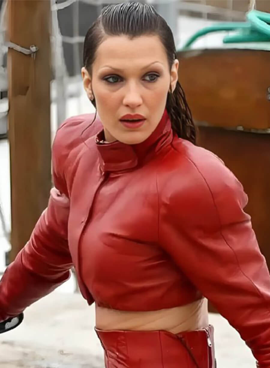 Bella Hadid The Beauty 2026 Ruby Red Cropped Leather Jacket