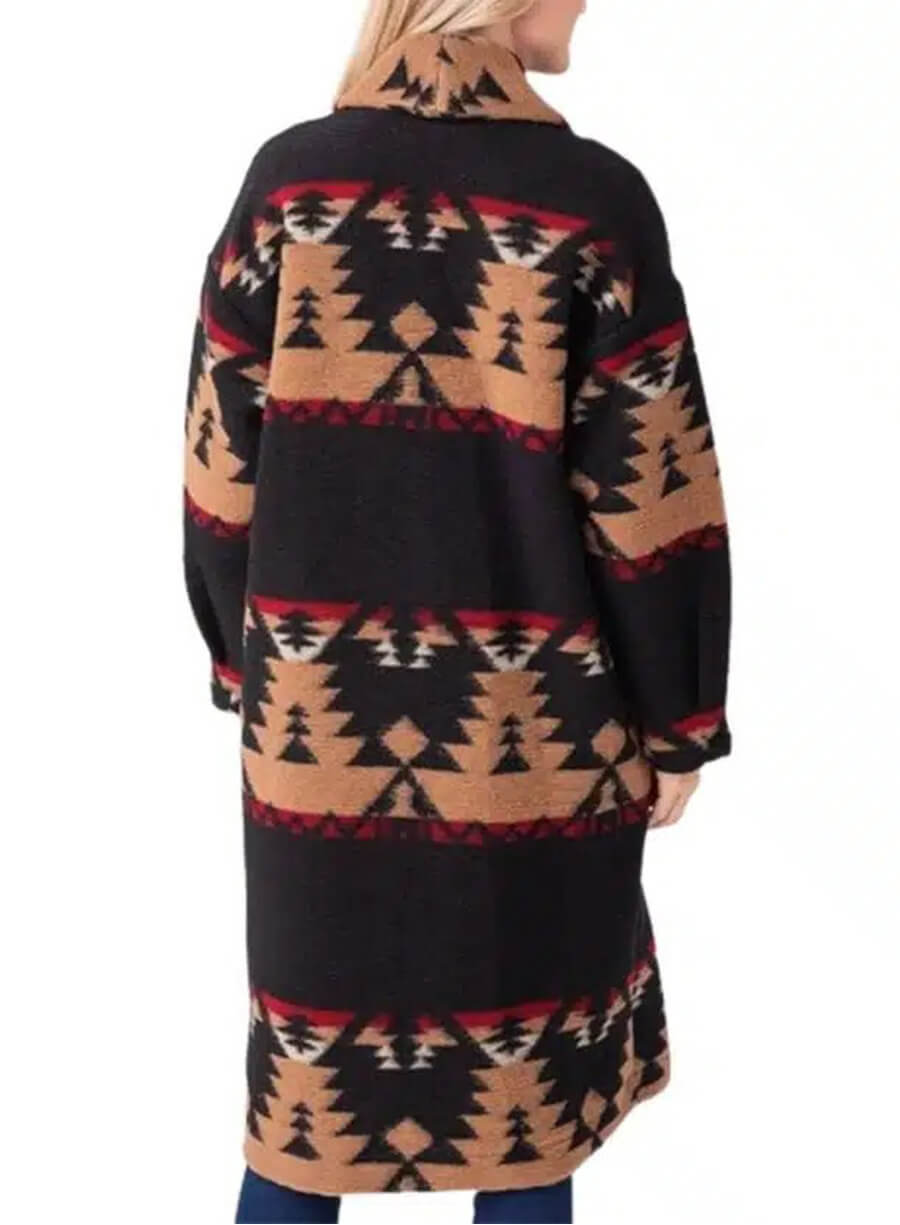  Beth Dutton Yellowstone Black Printed Wool Coat