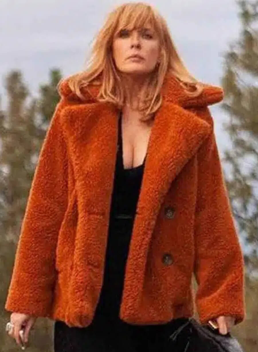 Beth Dutton Yellowstone Orange Fur Coat
