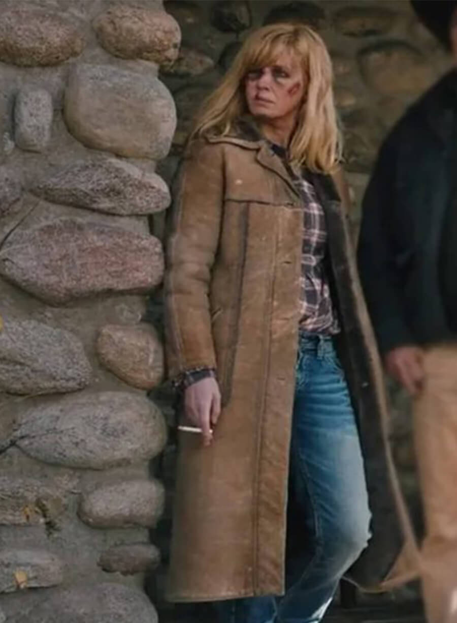Beth Dutton Yellowstone Season 2 Brown Leather Coat