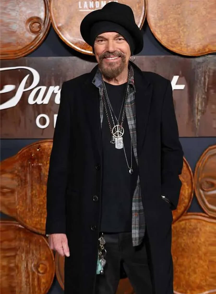 Billy Bob Thornton Landman Event Black Wool Coat