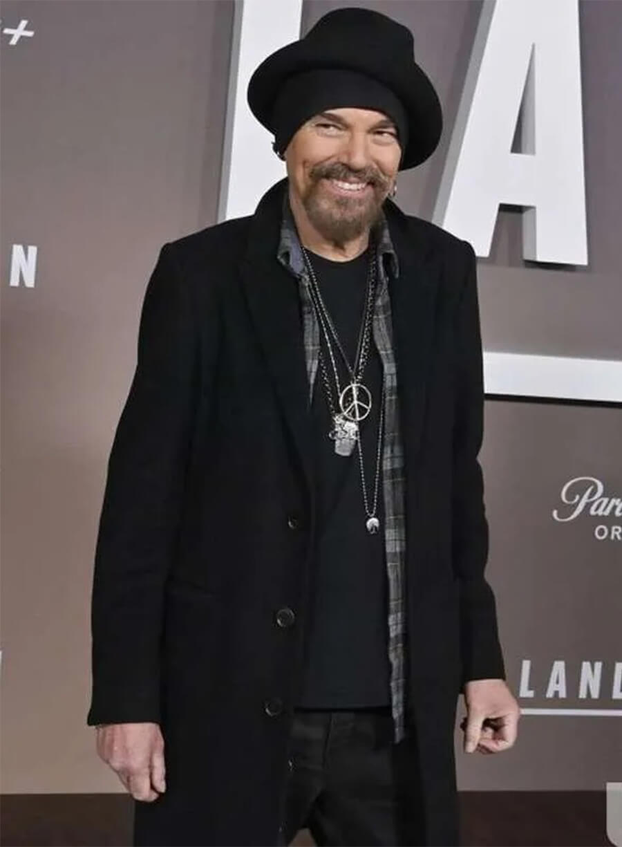 Billy Bob Thornton Landman Event Black Wool Coat
