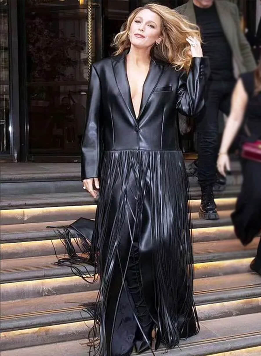Blake Lively Another Simple Favor Event Fringe Coat