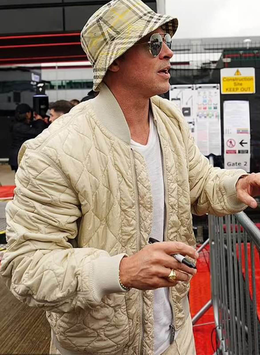 Brad Pitt F1 Movie 2025 Quilted Bomber Jacket