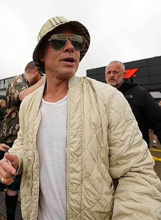 Brad Pitt F1 Movie 2025 Quilted Bomber Jacket