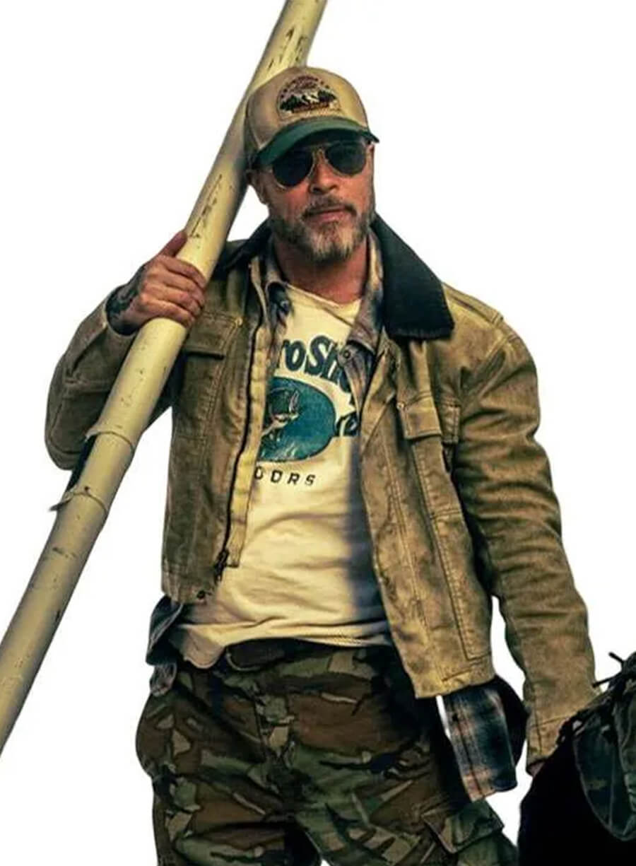 Brad Pitt Heart of the Beast 2026 James Beige Trucker Jacket