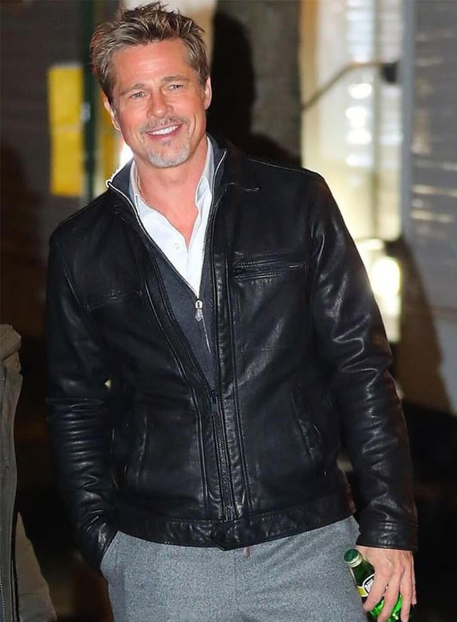 Brad Pitt Leather Black Jacket