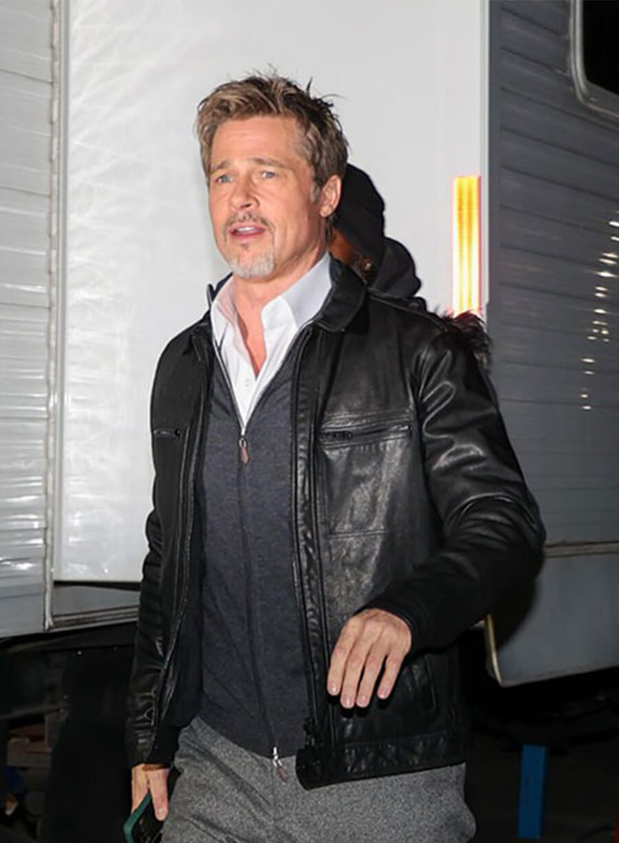 Brad Pitt Leather Black Jacket