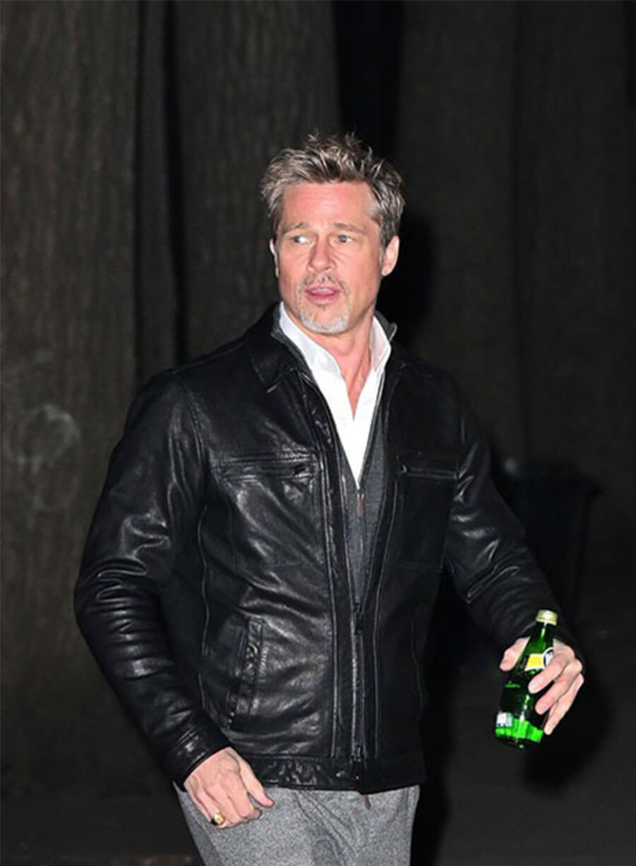 Brad Pitt Leather Black Jacket