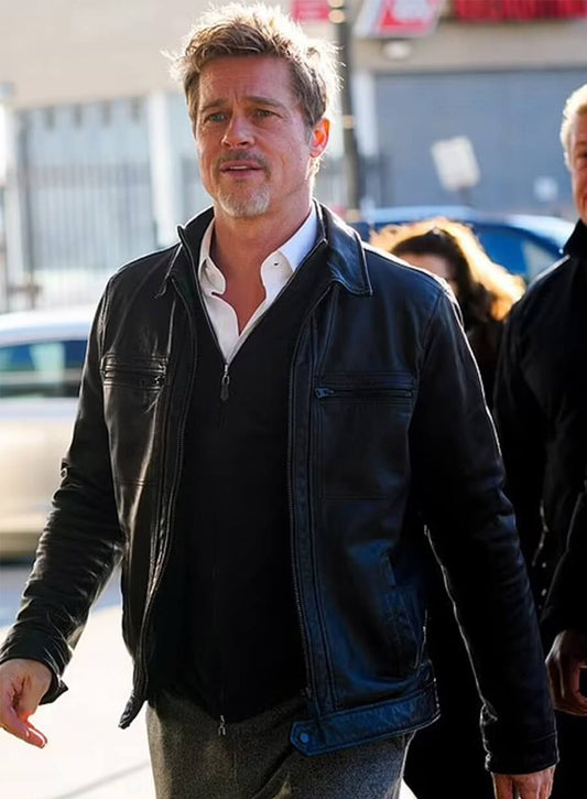 Brad Pitt Leather Black Jacket