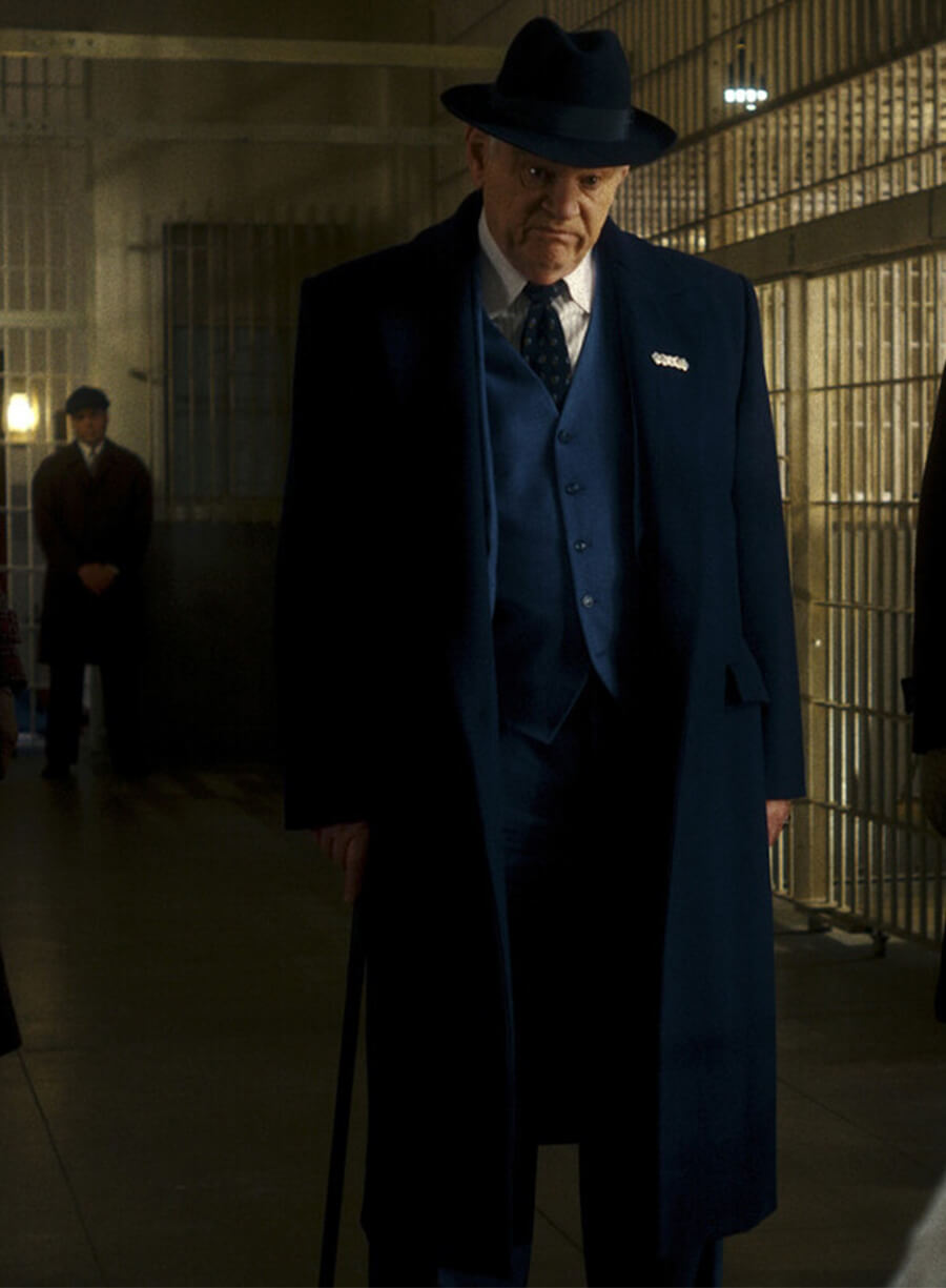 Brendan Gleeson Spider-Noir 2026 Silvermane Blue Long Coat