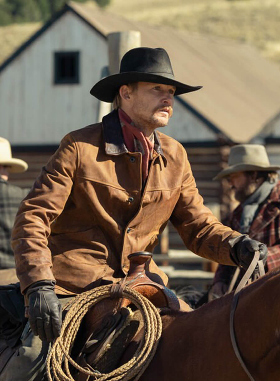 Brian Geraghty Zane Davis 1923 Brown Leather Jacket